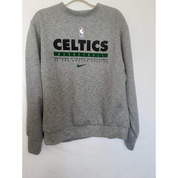 Nike NBA Boston Celtics Dri-Fit Crewneck Sweatshirt Gray Size M Authentic - Picture 1 of 5